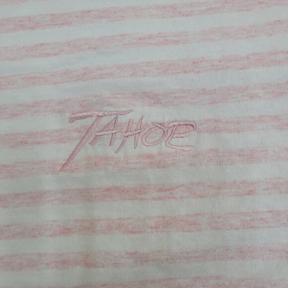 Vintage 90s Tahoe Shirt Large 21x27 Pink White - Picture 11 of 12